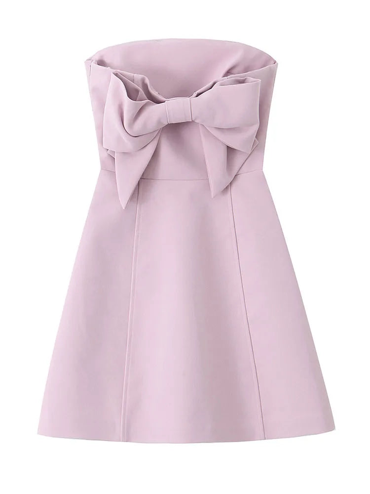 bow-detailed strapless mini dress