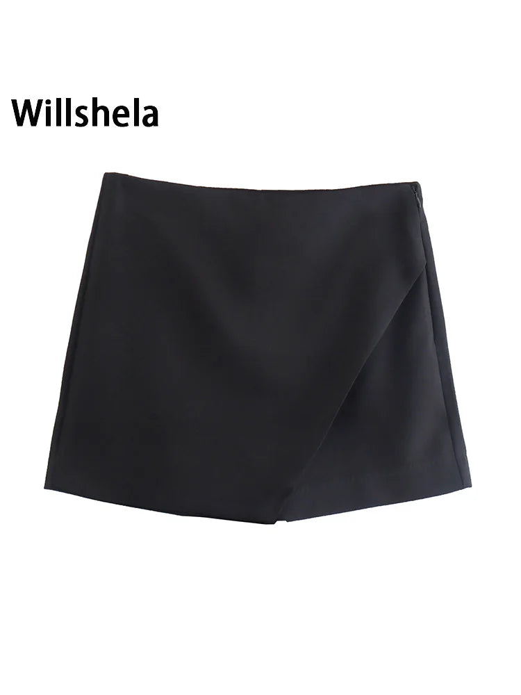 high waist solid skort