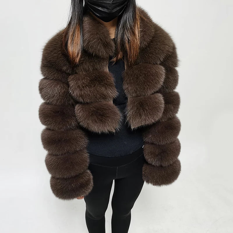 Women Winter Short collar Natural real Fox Fur