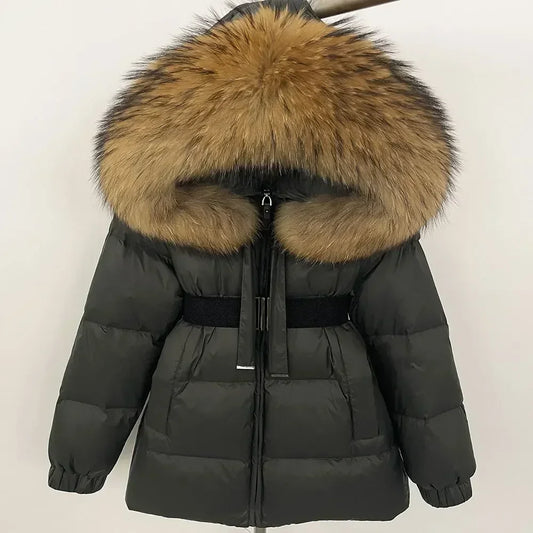 90% Duck Down Coat Female Winter Real Raccoon Fur Jacket