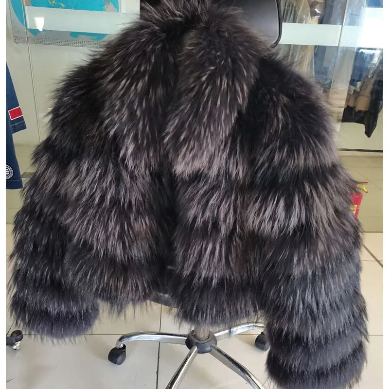 Women Winter Short collar Natural real Fox Fur