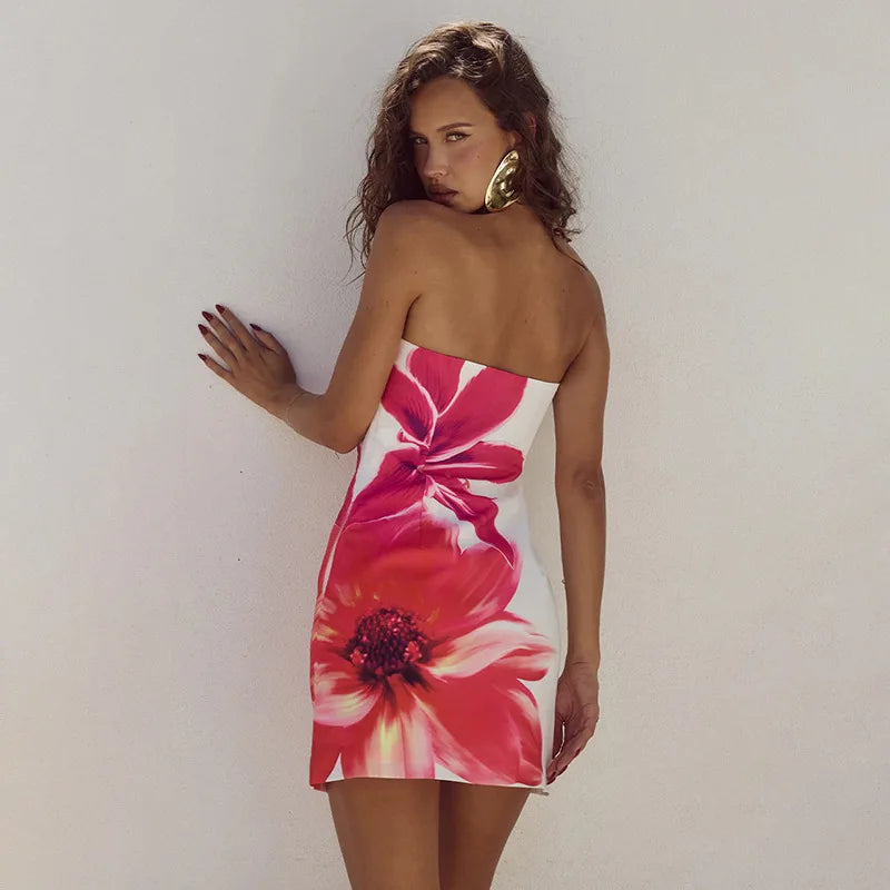 Townlike Flower Print Slim Bodycon Dress