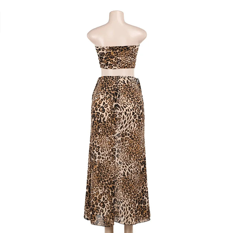 Women Dress Elegant Long leopard print Co ord