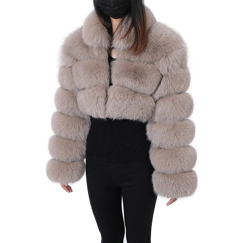 Women Winter Short collar Natural real Fox Fur