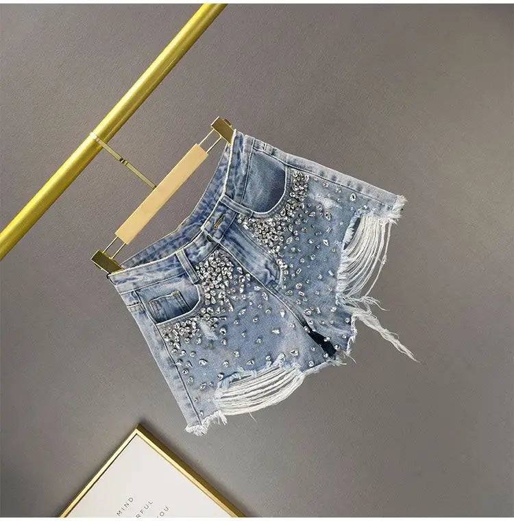 Jeans High Waist Distressed Diamond shorts