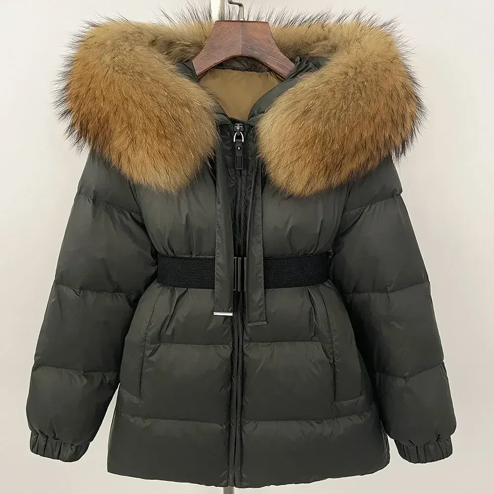 90% Duck Down Coat Female Winter Real Raccoon Fur Jacket