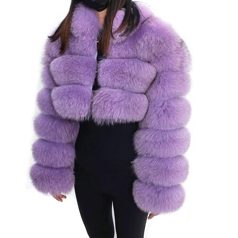 Women Winter Short collar Natural real Fox Fur