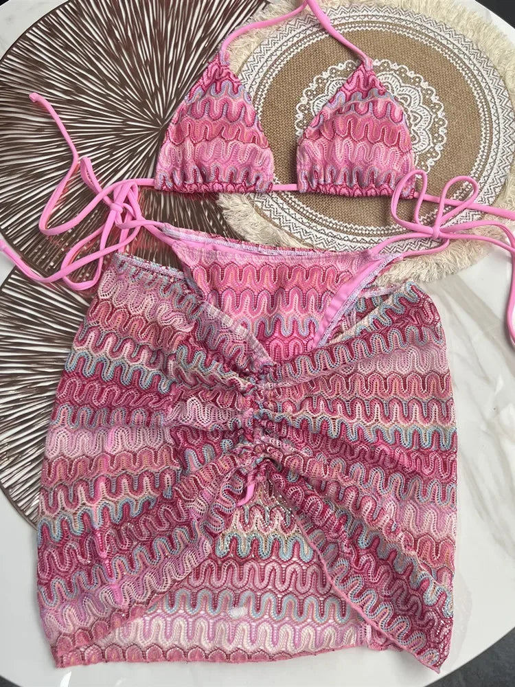 Women multi colour Three-Piece bikini