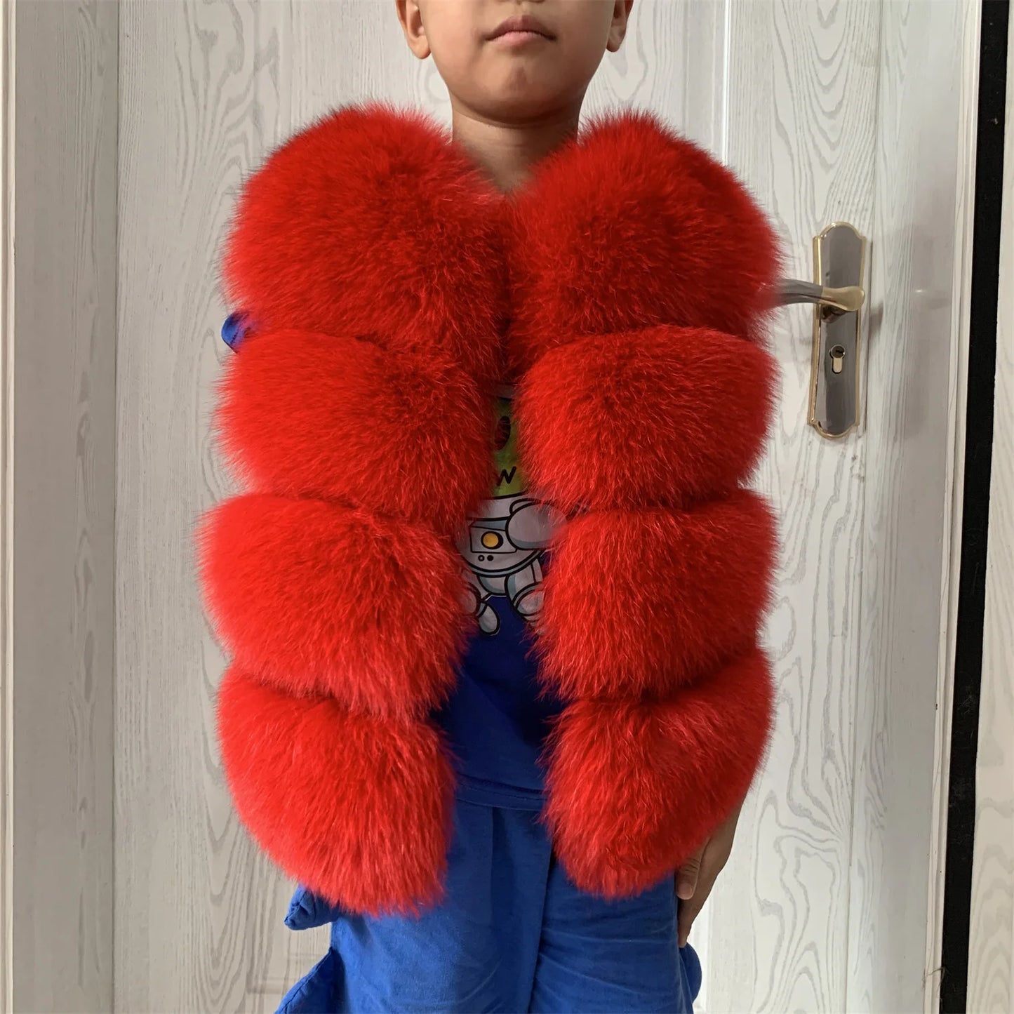 Children's fur jacket real fox fur