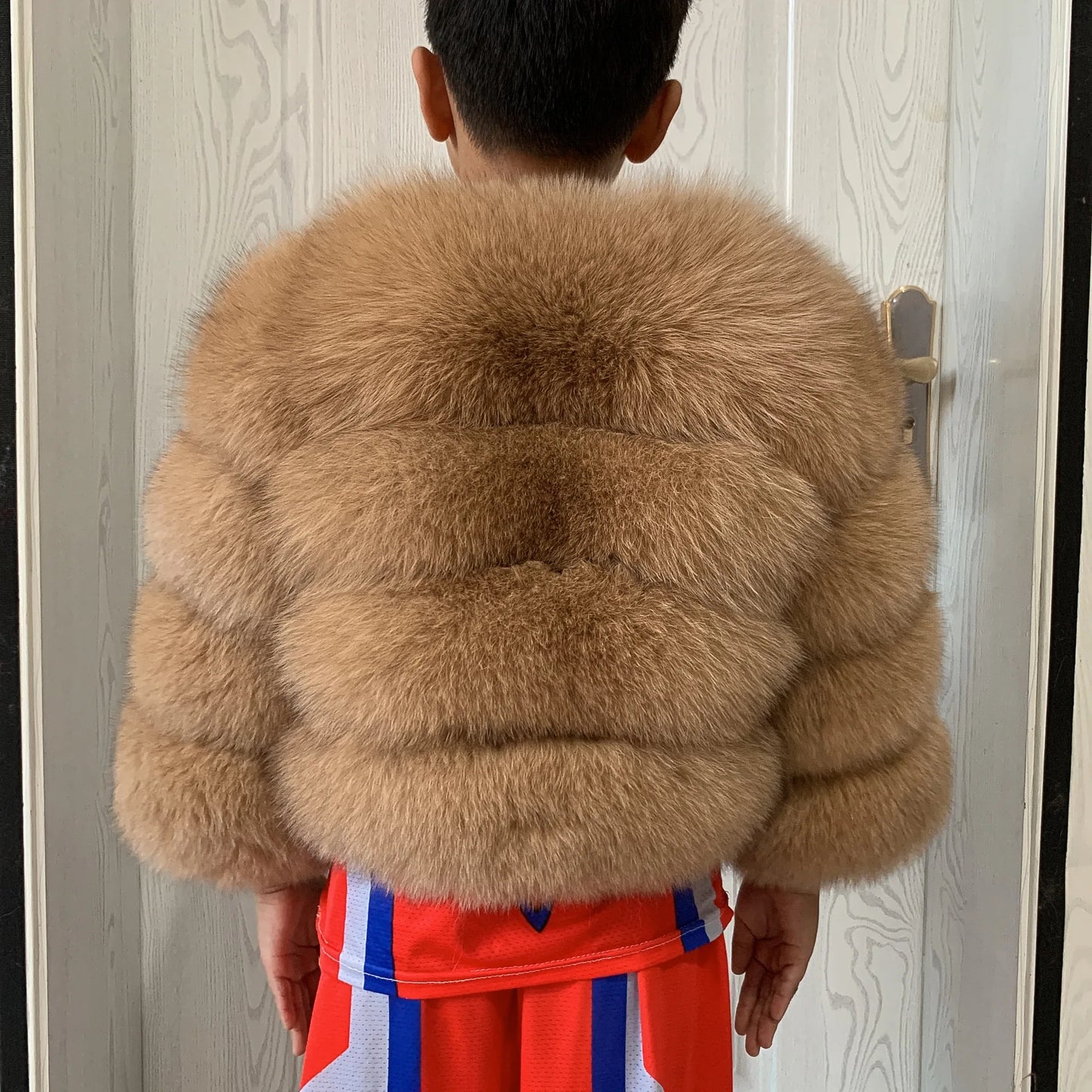 Children's fur jacket real fox fur