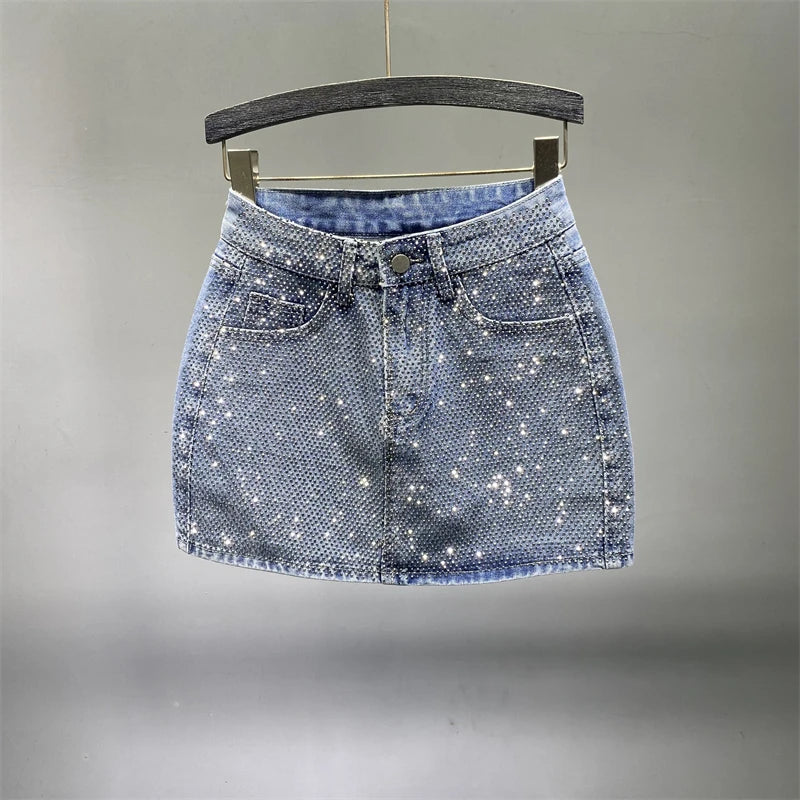 Rhinestone Denim Skirts