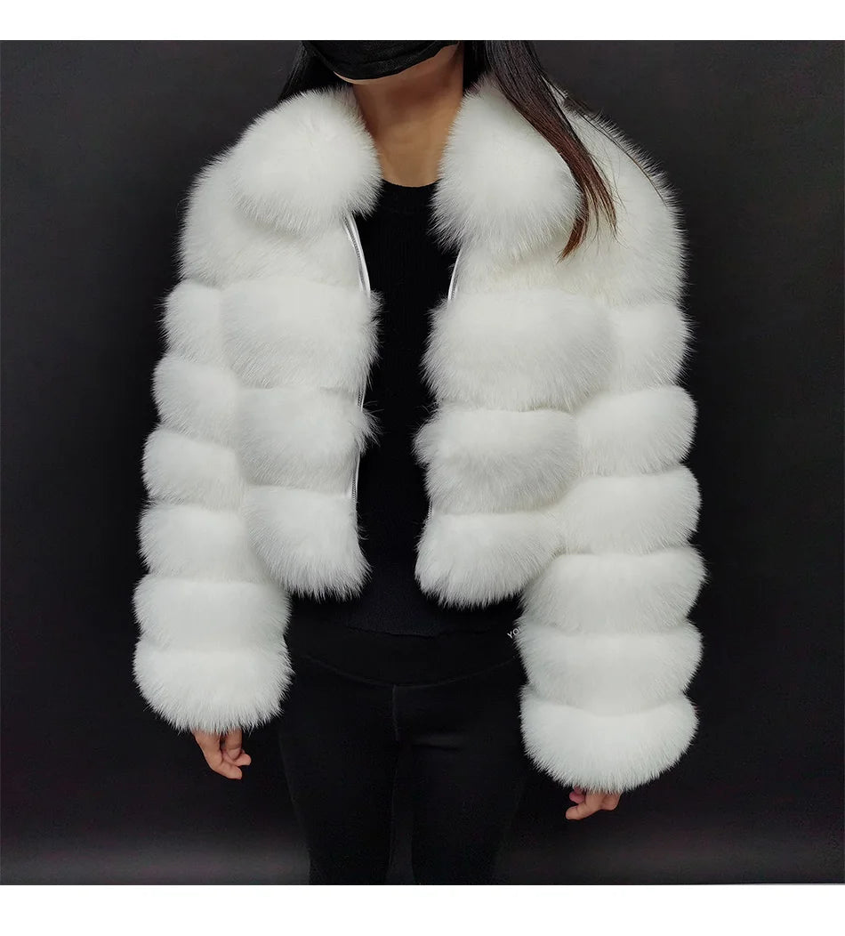 Women Winter Short collar Natural real Fox Fur