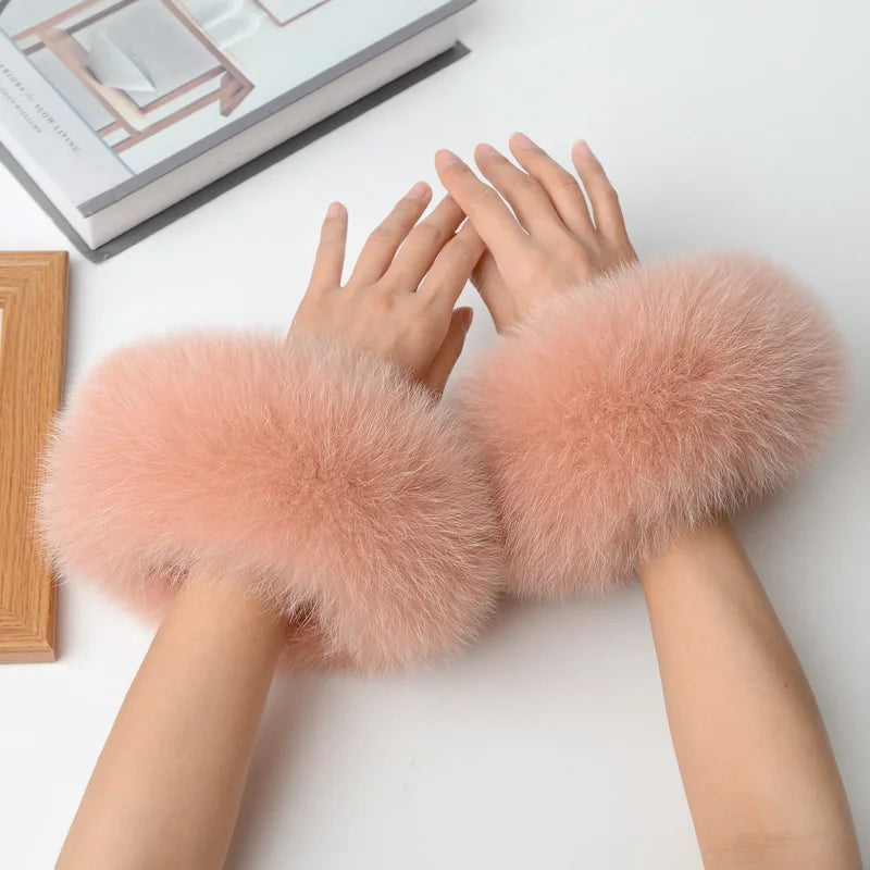 Real Fox Fur Cuffs Arm Sleeve Warmer