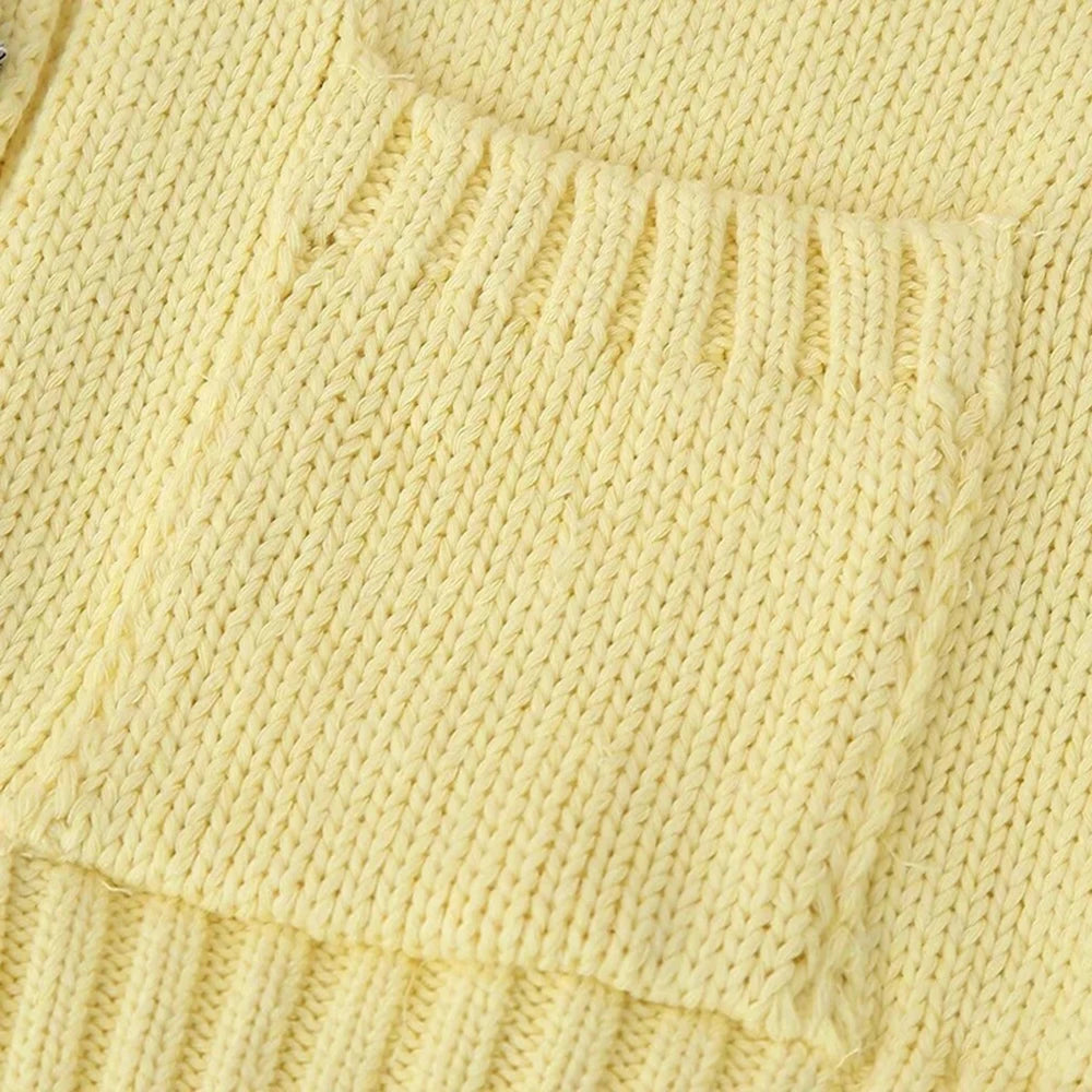 Knitted Cardigans for Women Sweater Yellow Diamonds Long Sleeve