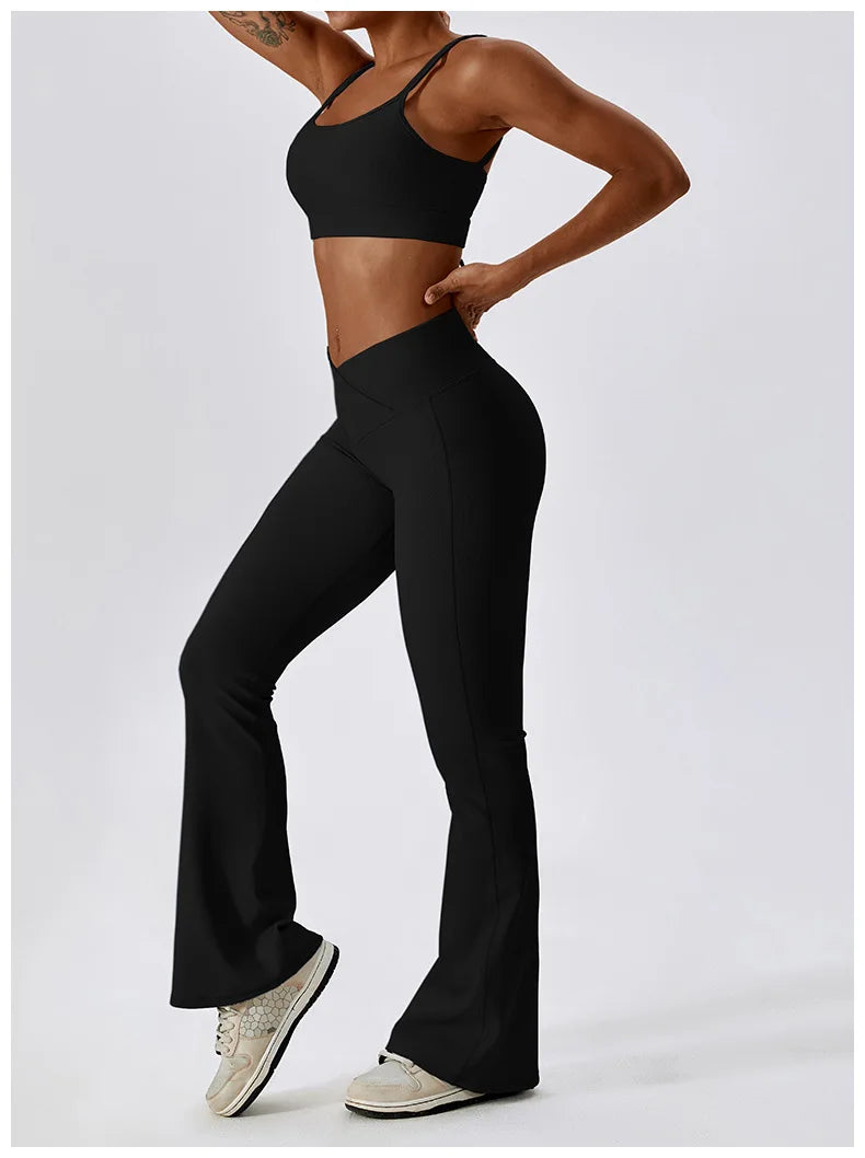 Rib Tracksuits Sports Bra Gym Leggings Sports Suits