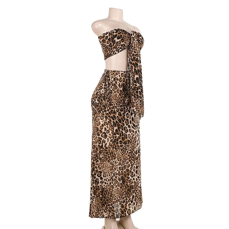 Women Dress Elegant Long leopard print Co ord