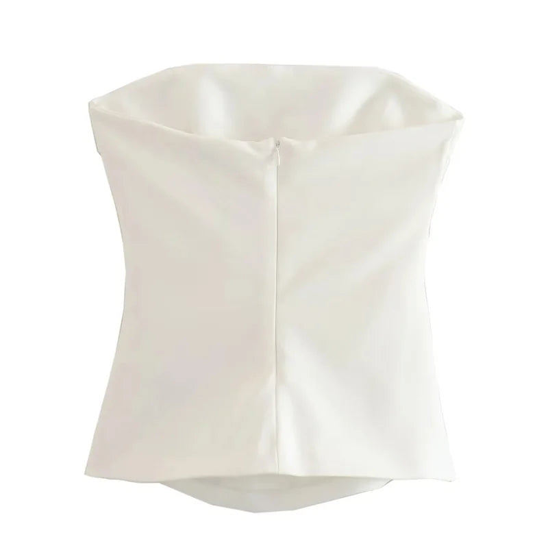 off Shoulder Ruched Backless Tube Top