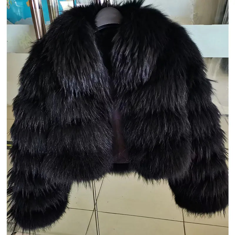 Women Winter Short collar Natural real Fox Fur