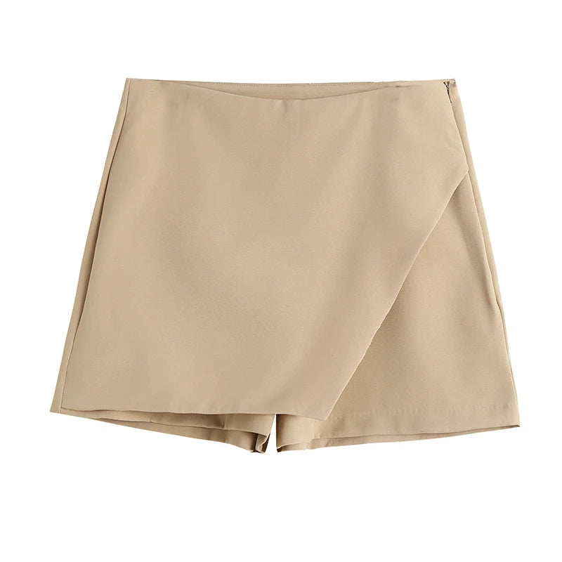 high waist solid skort