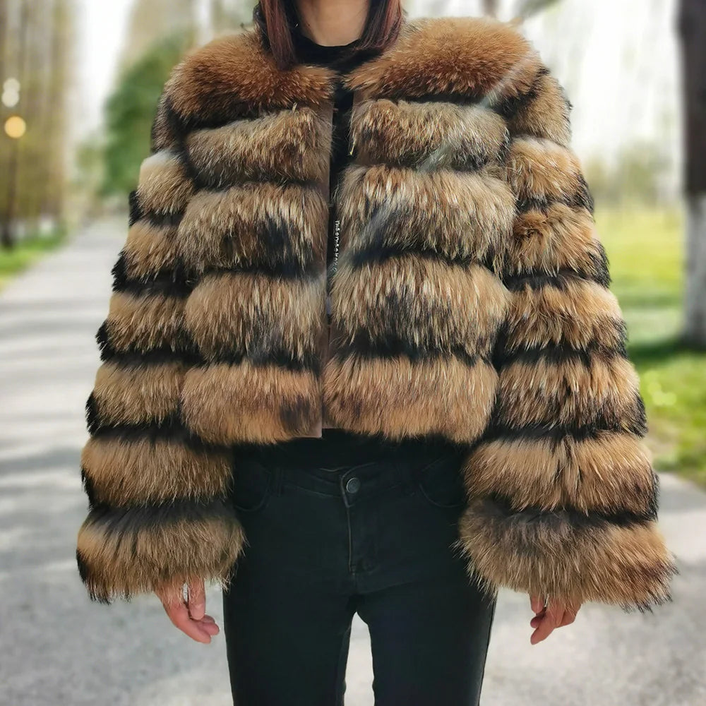 Women Winter Short collar Natural real Fox Fur