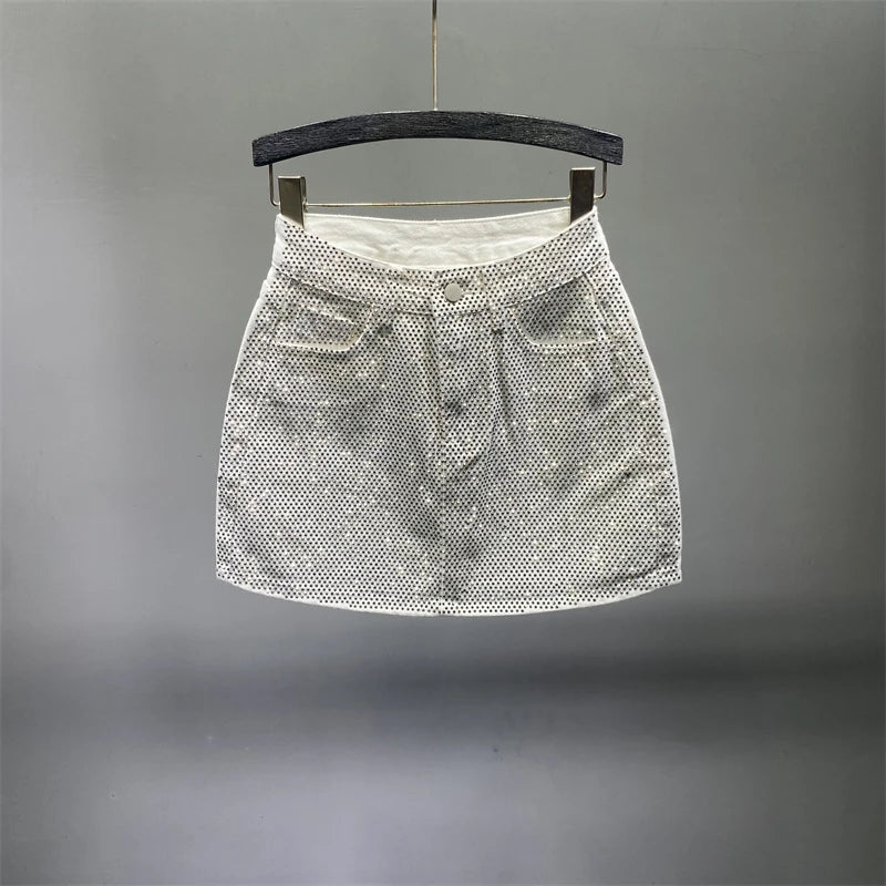 Rhinestone Denim Skirts