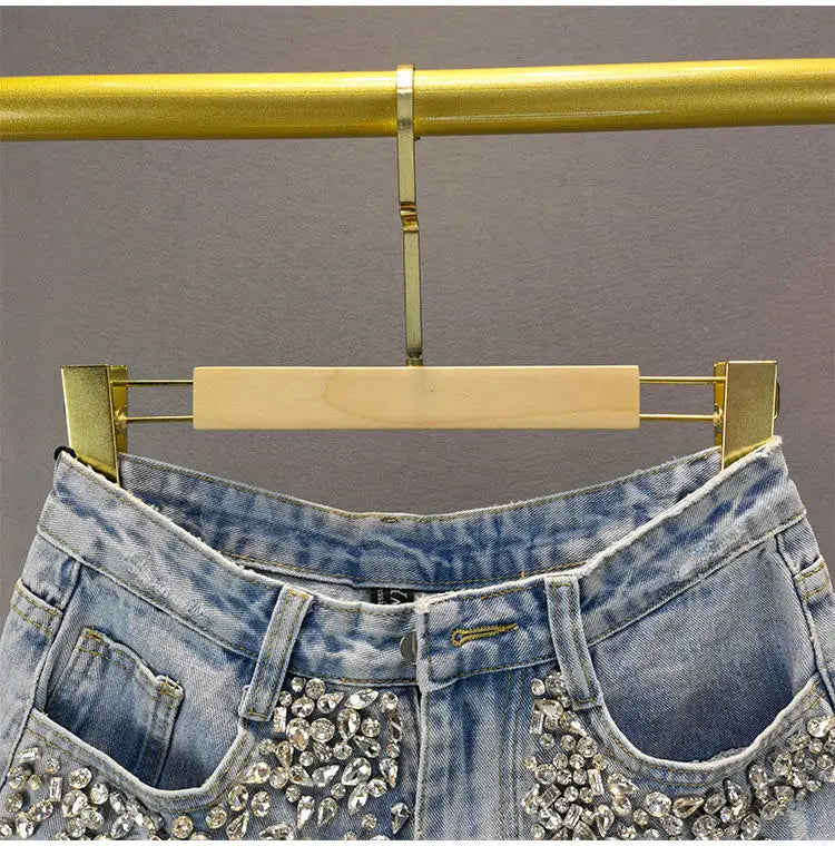 Jeans High Waist Distressed Diamond shorts