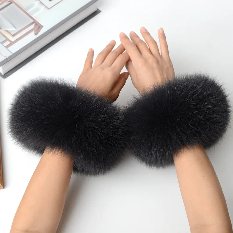 Real Fox Fur Cuffs Arm Sleeve Warmer