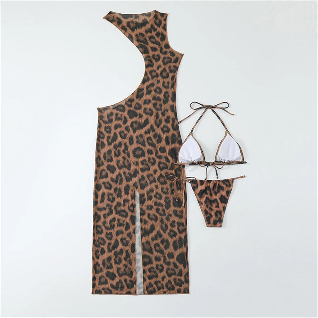 alter Leopard With Cover Up 3 piece Bikini