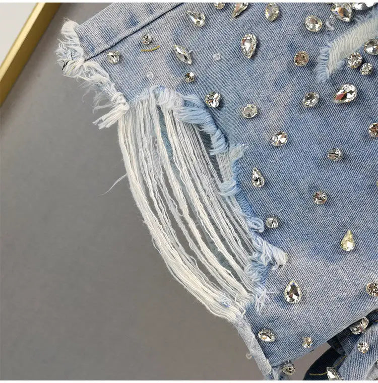 Jeans High Waist Distressed Diamond shorts