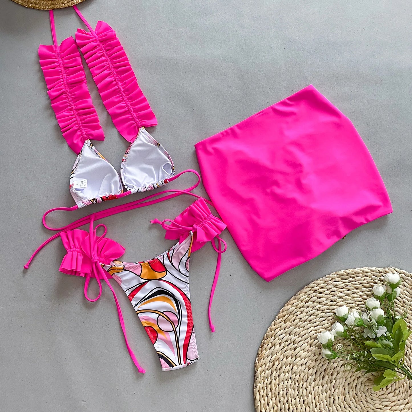 3 Piece ruffle Bikini Women