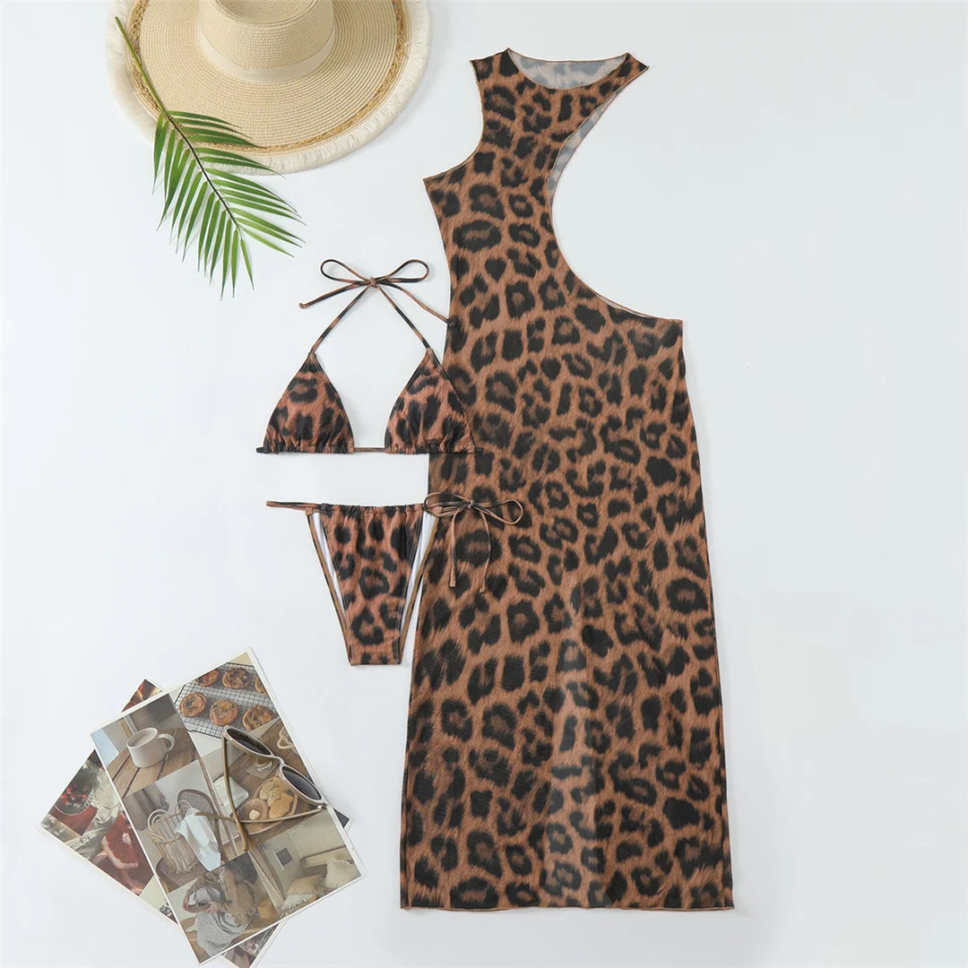 alter Leopard With Cover Up 3 piece Bikini