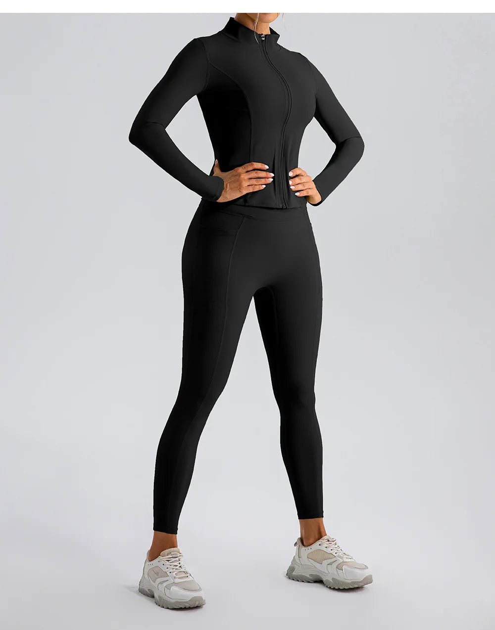 Gymwear leggings and zip top