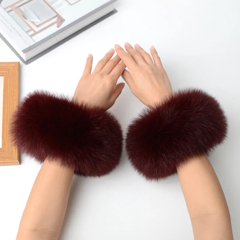 Real Fox Fur Cuffs Arm Sleeve Warmer