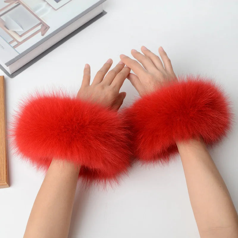 Real Fox Fur Cuffs Arm Sleeve Warmer