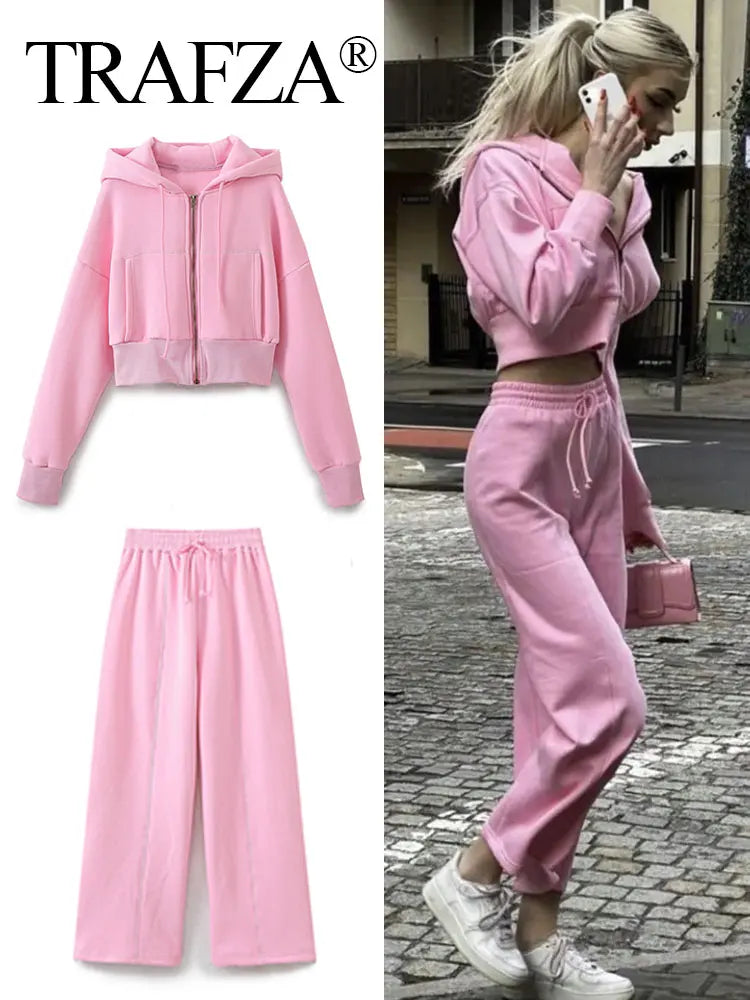 Womens wide leg tube top tracksuit