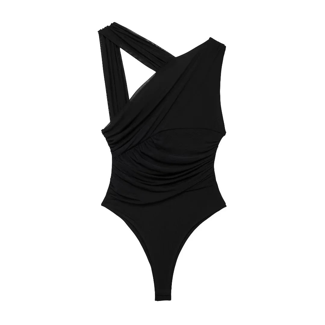 Women Bodysuit Irregular Straps