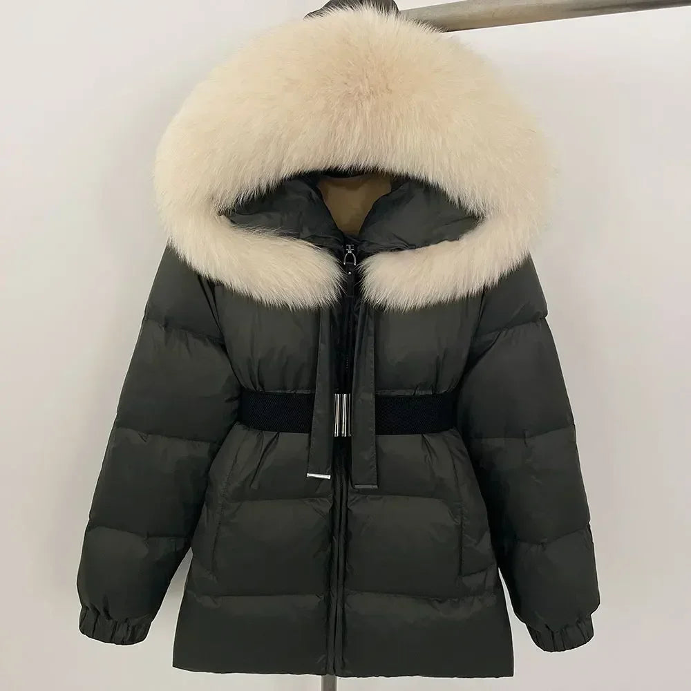 90% Duck Down Coat Female Winter Real Raccoon Fur Jacket