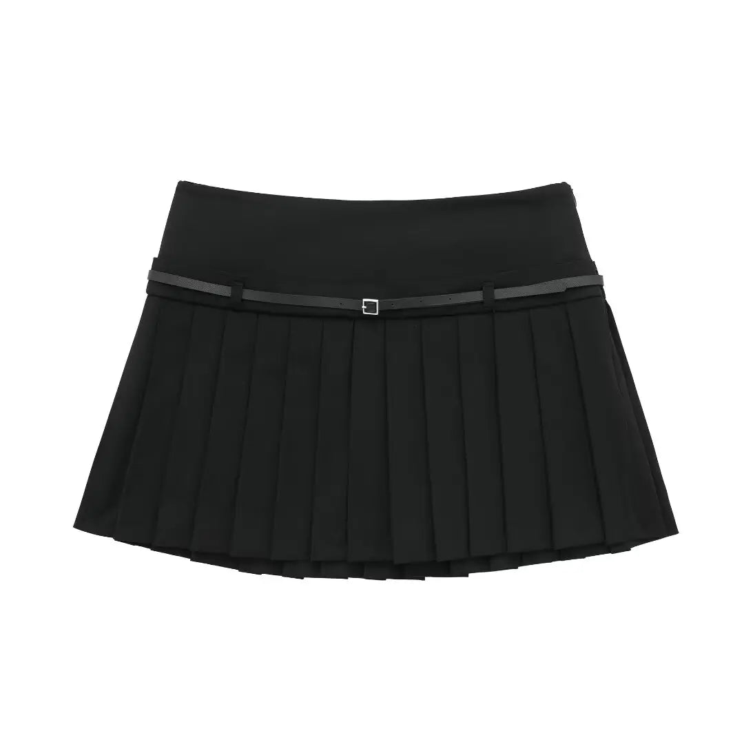 Box Pleated belted Mini Skirts