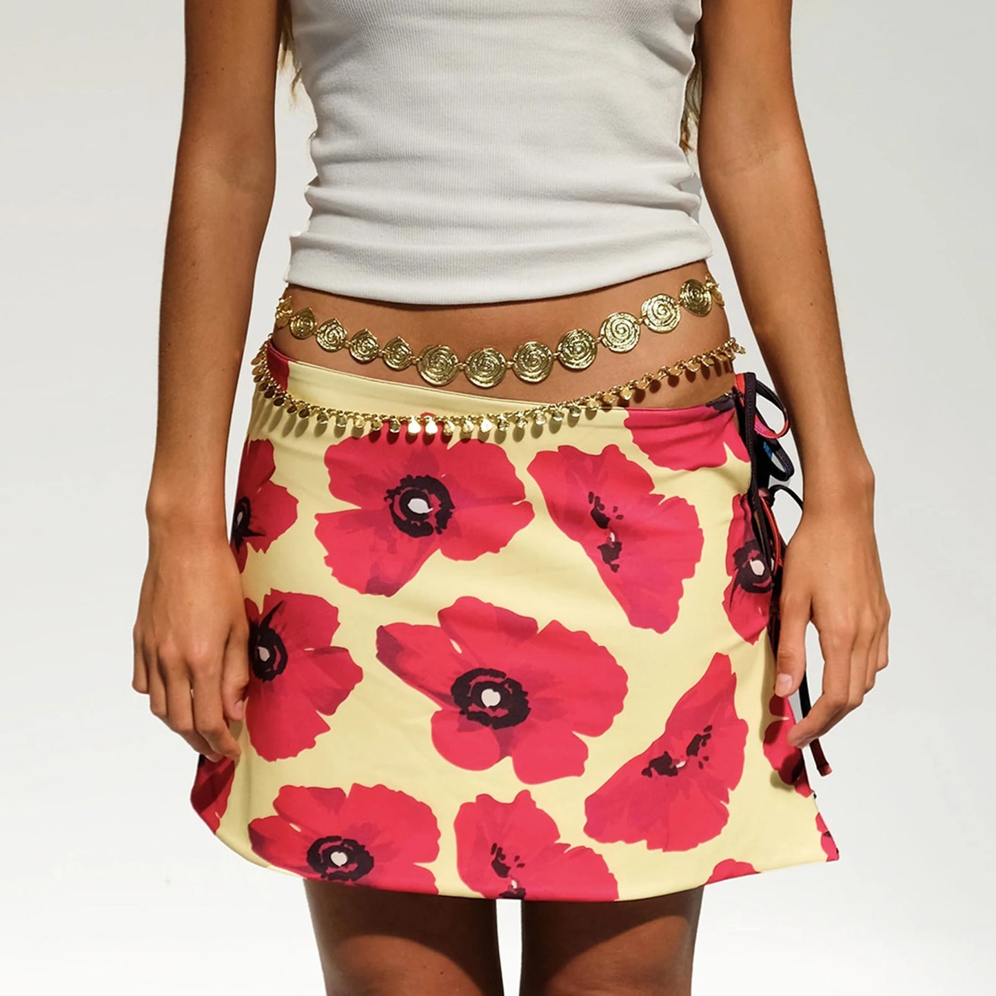 Mini Skirts for Womens Summer Low Waist Tie Dye and flower print