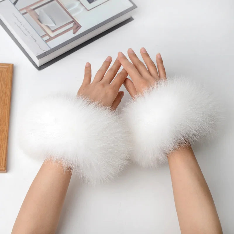 Real Fox Fur Cuffs Arm Sleeve Warmer