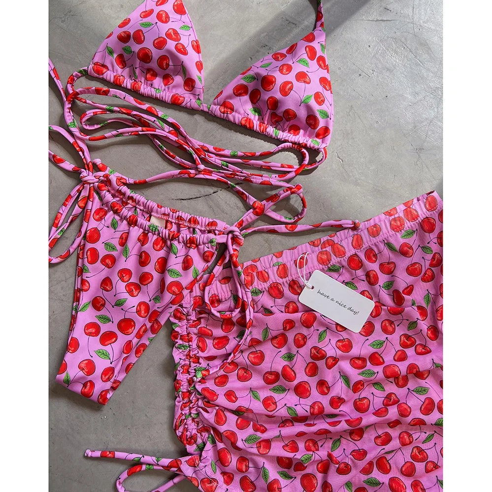 3 Pieces Bikini Set With Mini Skirt