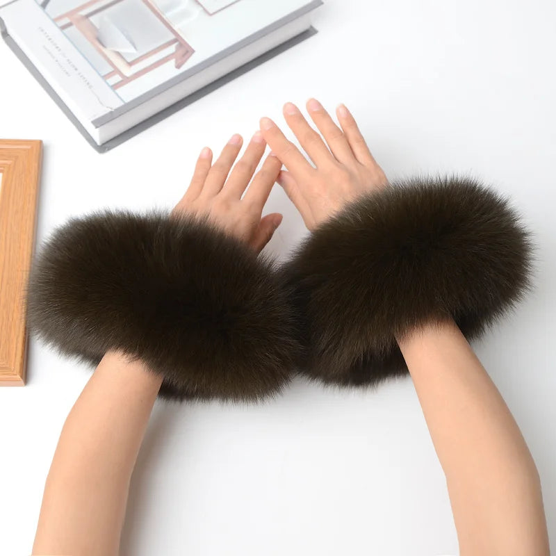 Real Fox Fur Cuffs Arm Sleeve Warmer