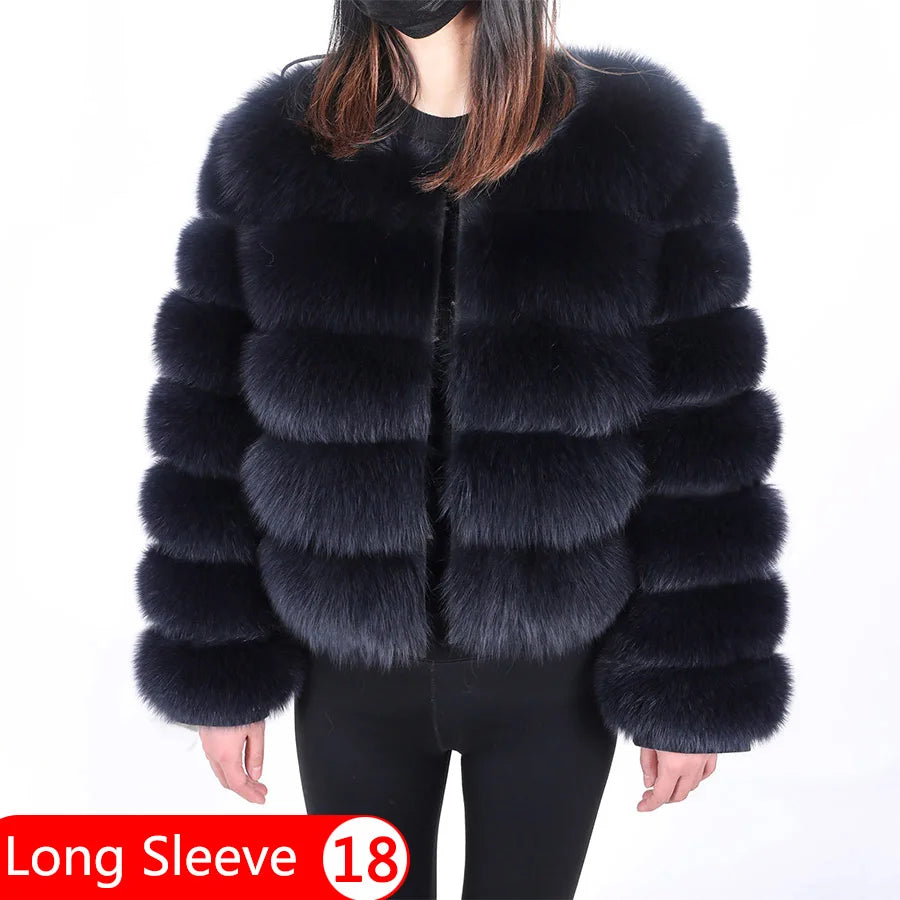 Women Winter Short collar Natural real Fox Fur