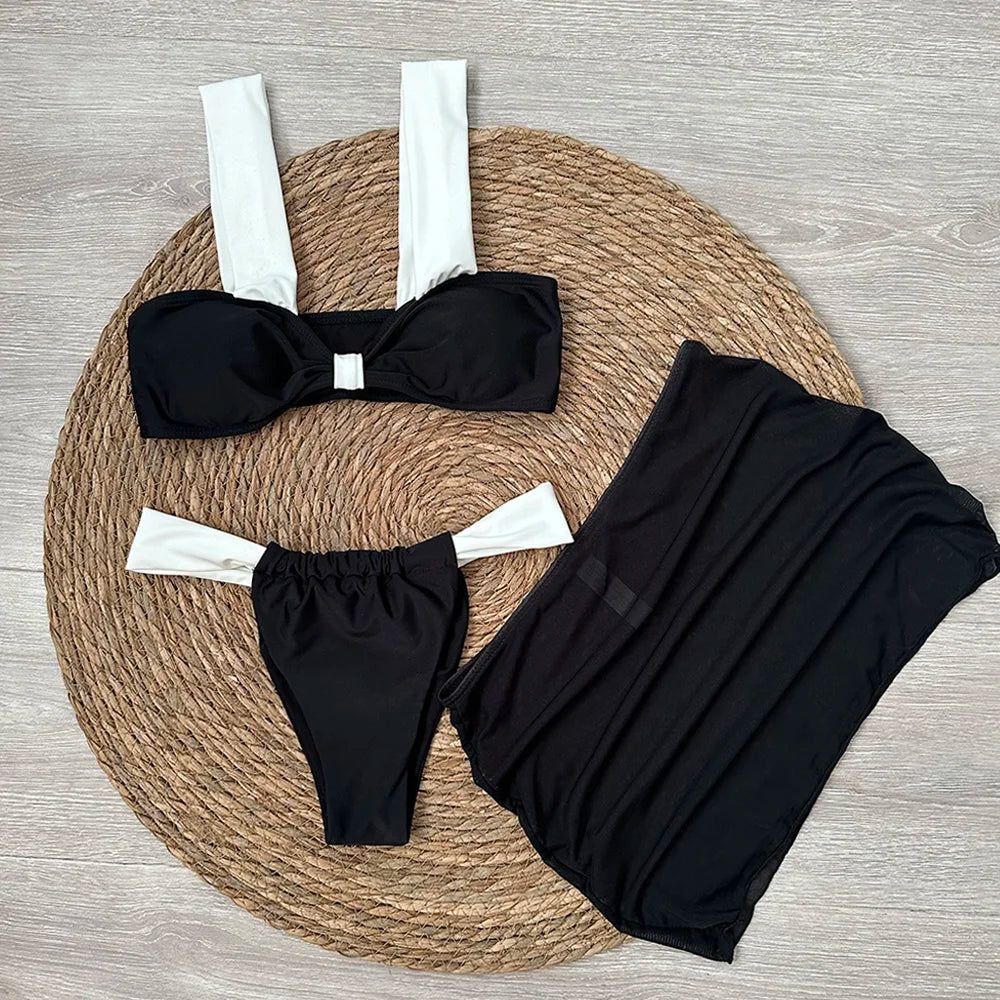 3 Pieces Bikini set with mini skirt