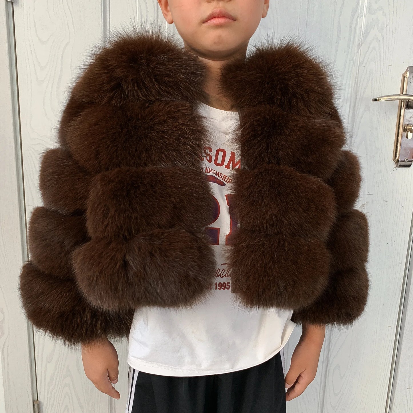 Children's fur jacket real fox fur