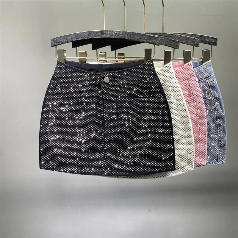 Rhinestone Denim Skirts