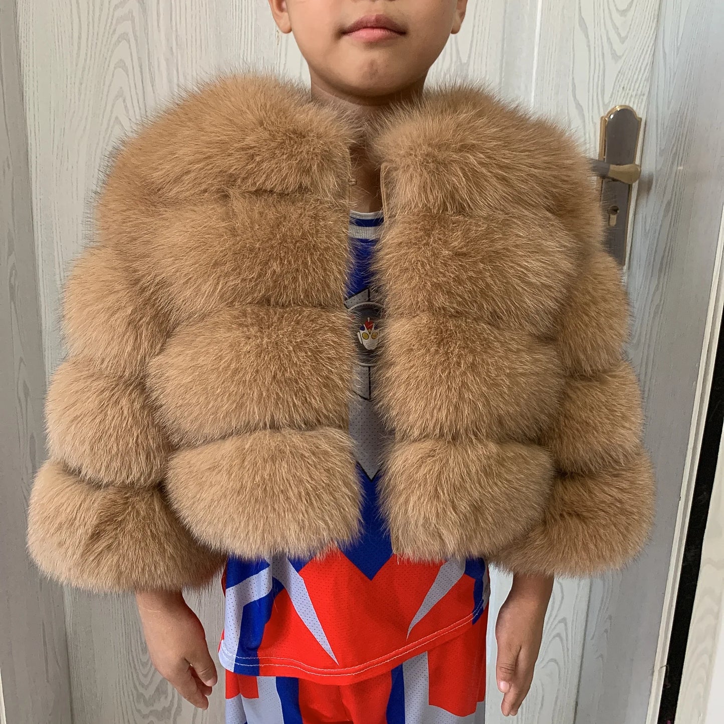 Children's fur jacket real fox fur