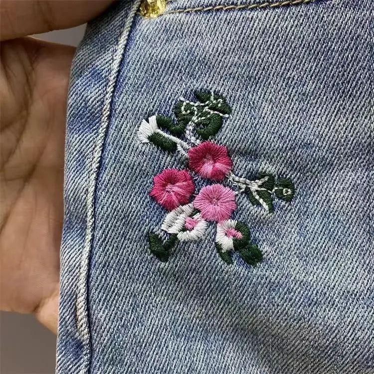 embroidery denim skirt