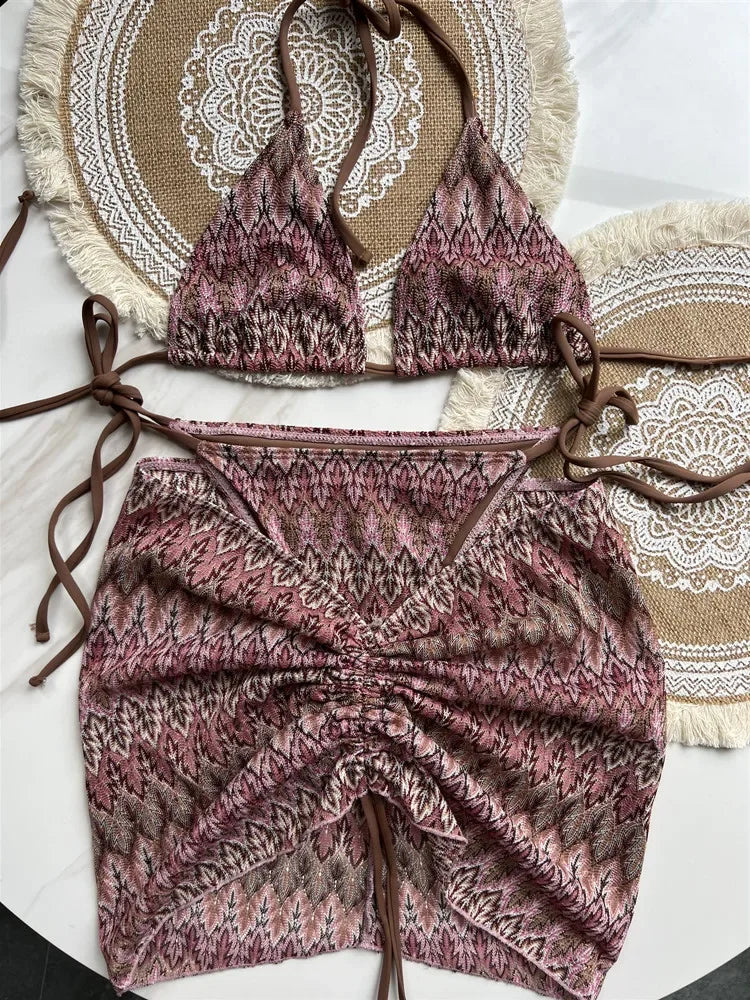 Women multi colour Three-Piece bikini