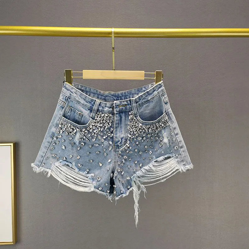 Jeans High Waist Distressed Diamond shorts